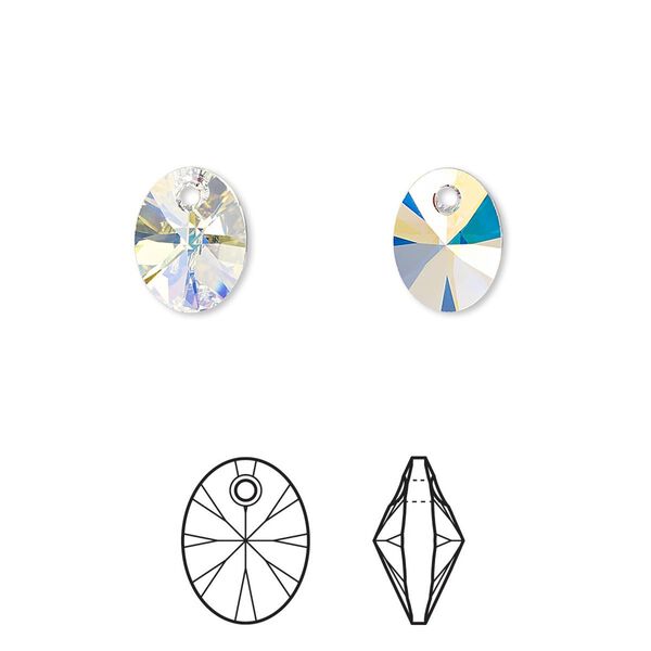 Drop 192pk crystal AB, Swarovski® 10x8mm pendant mini oval 6028 image number 0