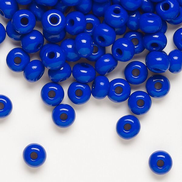 Seed bead, Preciosa Ornela, glass, opaque lapis blue, #2 rocaille. Sold per 50-gram pkg. image number 0