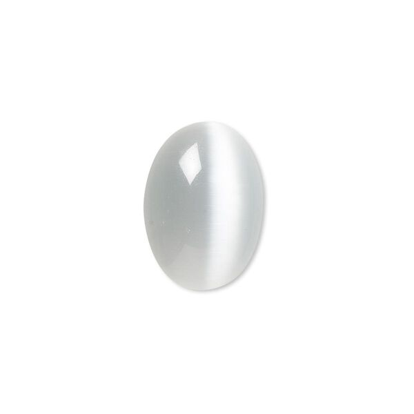 Cabochon, cat's eye glass (fiber optic glass), grey, 18x13mm calibrated oval, quality grade. Sold per pkg of 6. image number 0