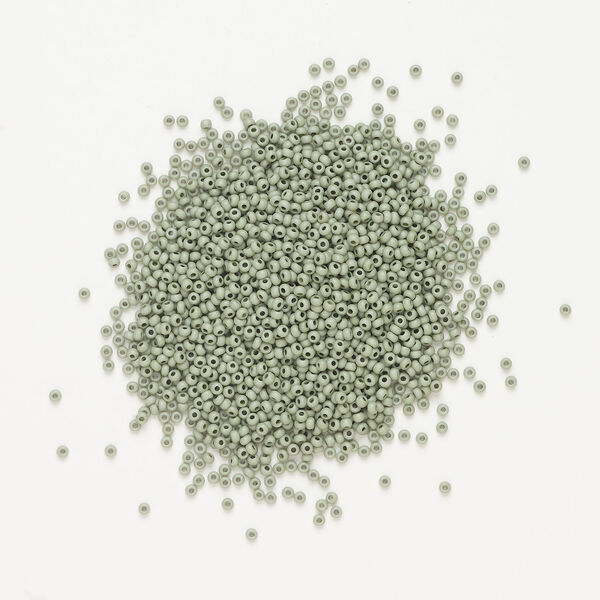 Seed bead, Preciosa Ornela Czech glass, 1pkg500g, 2.8-3.2mm rocaille, opaque matte terra dyed pale eucalyptus chalkwhite (06453) image number 1