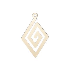 Drop, gold-finished steel, 25x17mm two-sided diamond. Sold per pkg of 4.