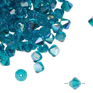 Bead 24pk blue zircon AB, Preciosa Czech crystal 6mm bicone