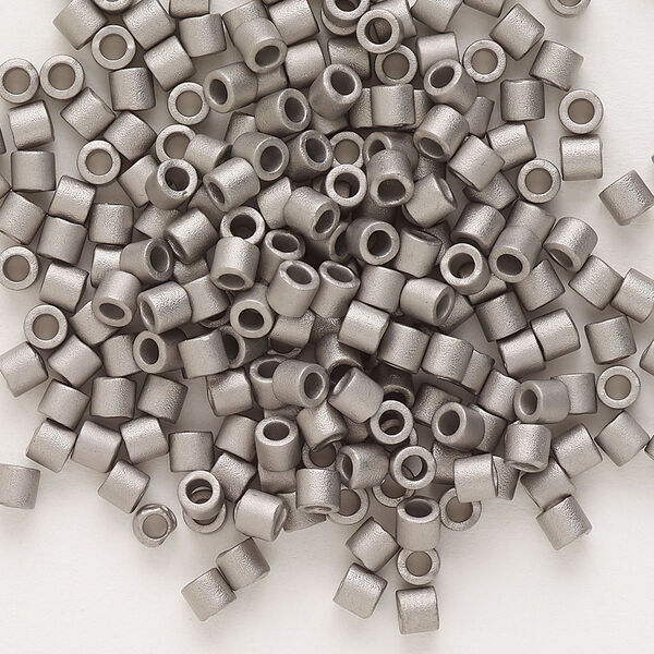 Seed bead, Delica®, glass, pkg/7.5g, #8 round, opaque matte nickel-plated (DBL-0321). image number 0
