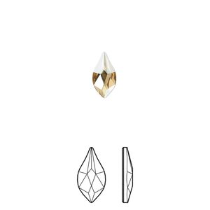 Flat back 12pk crystal golden shadow foil back, Crystal Passions® 10x5mm flame 2205