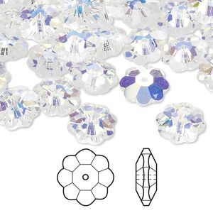 Margarita flower 288pk crystal AB, Swarovski® 10x3.5mm 3700
