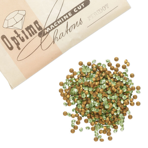 Chaton 1440pk peridot foil back, vintage Preciosa Czech crystal rhinestone round PP30 image number 0