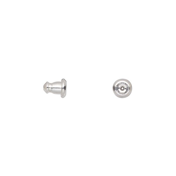 Earnut, sterling silver, 5.5x4.5mm barrel. Sold per pkg of 5 pairs. image number 0