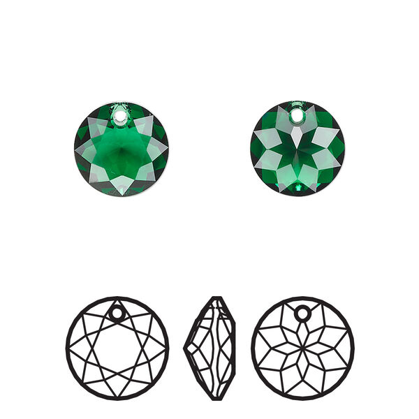 Drop 48pk majestic green, Swarovski® 10mm pendant classic cut 6430 image number 0