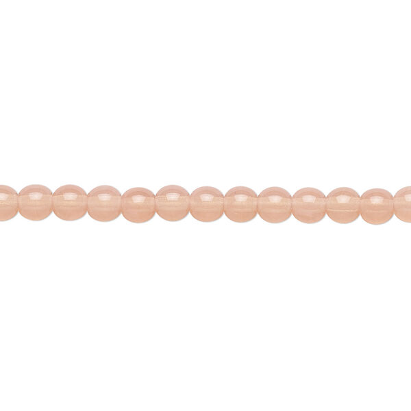 Bead, Preciosa, Czech glass druk, translucent pink opal, 4mm round. Sold per 15-1/2" to 16" strand. image number 0