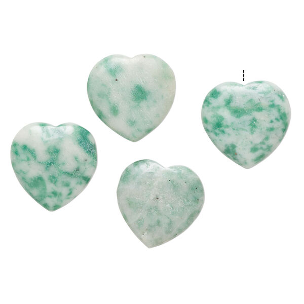 Ching hai "jade" 1pkg4, half-drilled puffed heart drop natural 19-20mm image number 1