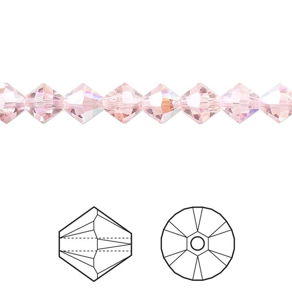 Bead 144pk light rose AB, Crystal Passions® 6mm bicone 5328 image number 0