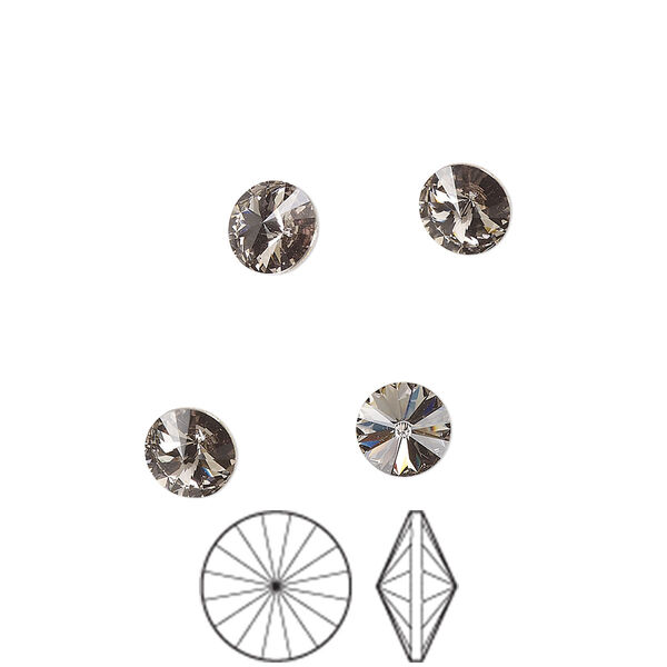 Chaton 12pk black diamond foil back, Preciosa MAXIMA Czech crystal rhinestone 6.14-6.32mm rivoli SS29 image number 0
