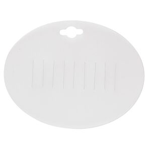 Barrette / brooch card, plastic, frosted clear, 3-1/2 x 2-5/8 inch oval. Sold per pkg of 100.