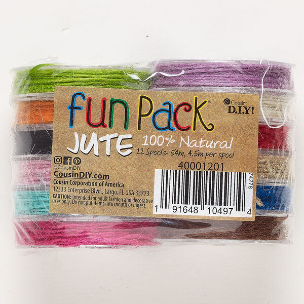 Jute 1pkg12, round cord assortment mixed colors 4.5m / 1mm image number 0