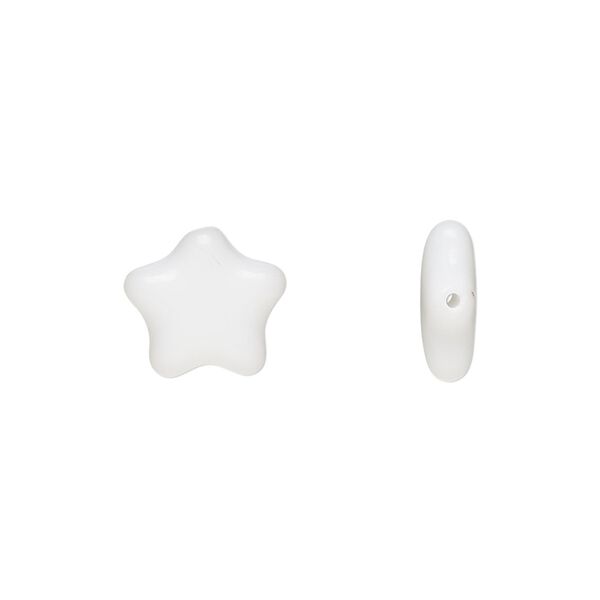 Bead, Czech pressed glass, opaque white, 11x11mm star. Sold per 15-1/2" to 16" strand, approximately 35 beads. image number 0