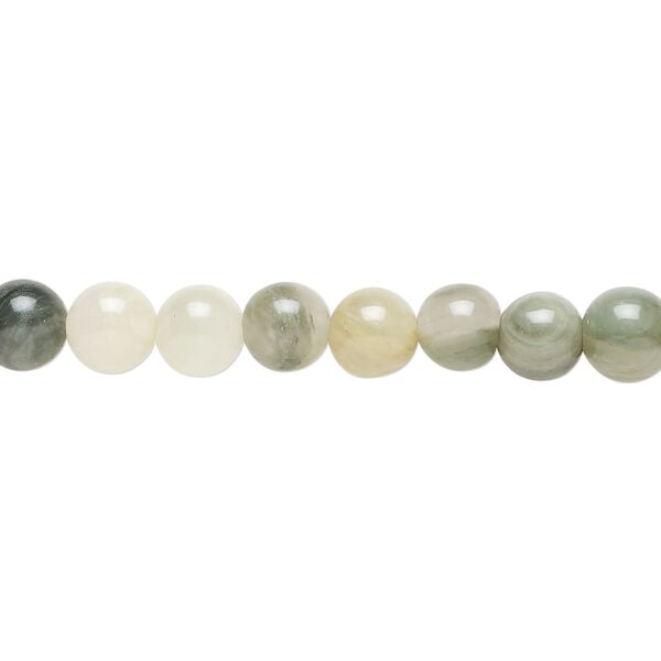 Green line jasper 1pkg1, round bead natural, 15.5 inch  6-7mm image number 0