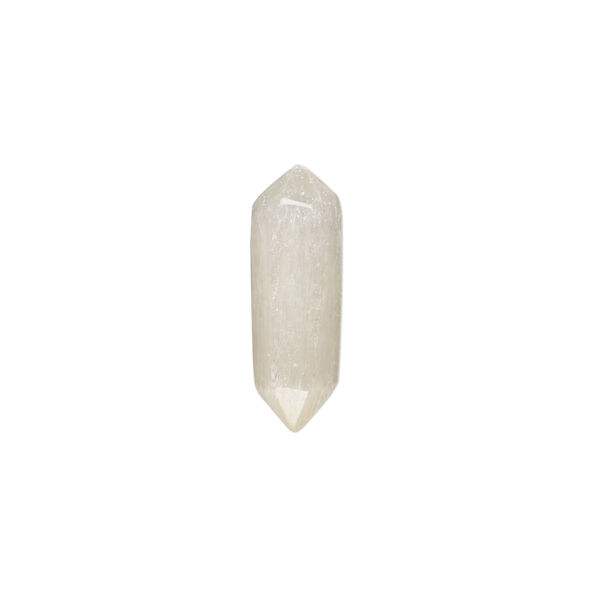 Component, golden selenite (waxed), 19x6mm-21x6mm hand-cut undrilled double terminated point, B grade, Mohs hardness 2 to 2-1/2. Sold individually. image number 0