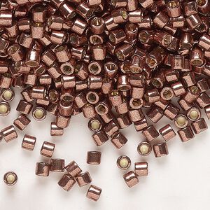 Seed bead, Delica®, glass, pkg/7.5g, #8 round, Duracoat® opaque galvanized dark mauve (DBL-1843).