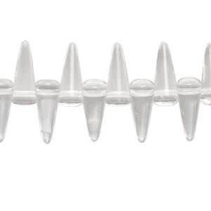 Bead 1 pk transparent clear, Preciosa Czech pressed glass 13x5mm center-drilled spike 6 inch