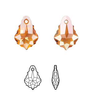 Drop 2pk crystal chili pepper, Crystal Passions® 16x11mm pendant baroque 6090