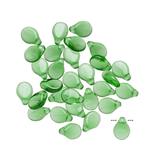 Bead, Preciosa Pip™, Czech pressed glass, transparent emerald green, 7x5mm top-drilled pip. Sold per pkg of 30. image number 0