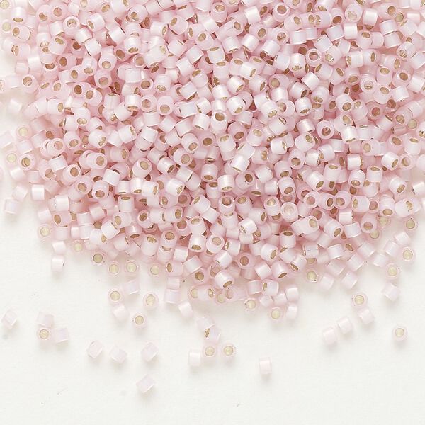 Seed bead, Delica®, glass, pkg/50g, #11 round, translucent silver-lined light rose (DB-0624). image number 0