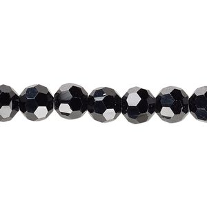 Bead 1pk 32 facets opaque black, Celestial Crystal® 8mm round 15.5-16 inch