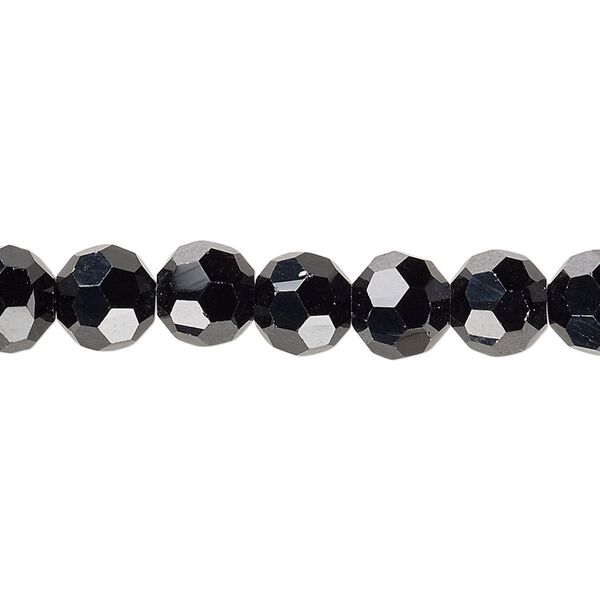 Bead 1pk 32 facets opaque black, Celestial Crystal® 8mm round 15.5-16 inch image number 0
