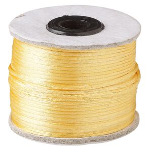 Cord, Satinique™, satin, golden, 1mm. Sold per 200-foot spool.