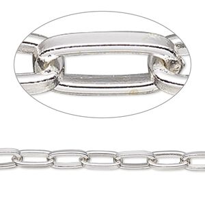 Chain 1pkg1 silver-plated cable, 4mm long, steel 5 foot unfinished