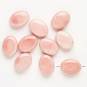 Ceramic 1pkg10 puffed oval bead pink 31x22mm-31x23mm