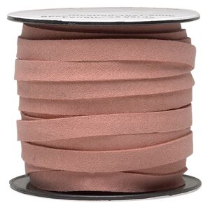 Cord, faux suede, rose, 10mm flat. Sold per pkg of 3 yards.