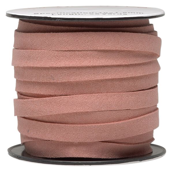 Cord, faux suede, rose, 10mm flat. Sold per pkg of 3 yards. image number 0
