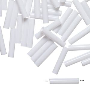 Bead, vintage German acrylic, white, 15x3mm round tube. Sold per pkg of 100.