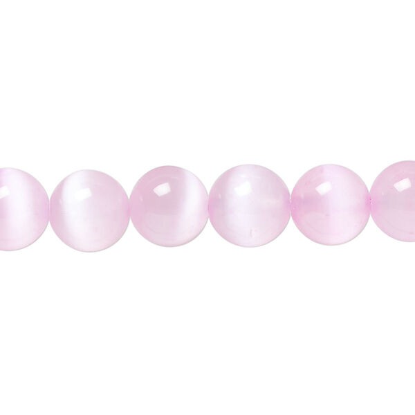 Bead, selenite (dyed / coated), pkg/16 inches, 8mm round, B+ grade, pink. image number 0