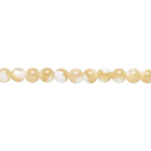 Bead, mother-of-pearl shell (natural), 4mm round, Mohs hardness 3-1/2. Sold per 15-1/2" to 16" strand. image number 0