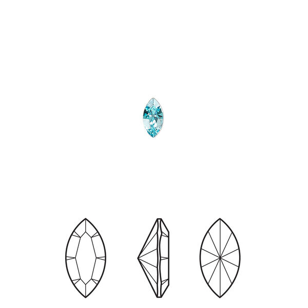 Fancy stone 6pk light turquoise foil back, Crystal Passions® 6x3mm navette 4228 image number 0