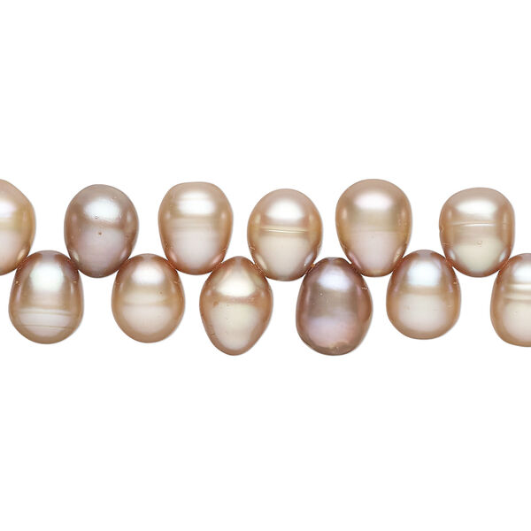 Freshwater pearl 1pkg1, top-drilled rice, 15 inch satin sand 7x6mm-8x6mm cultured image number 0