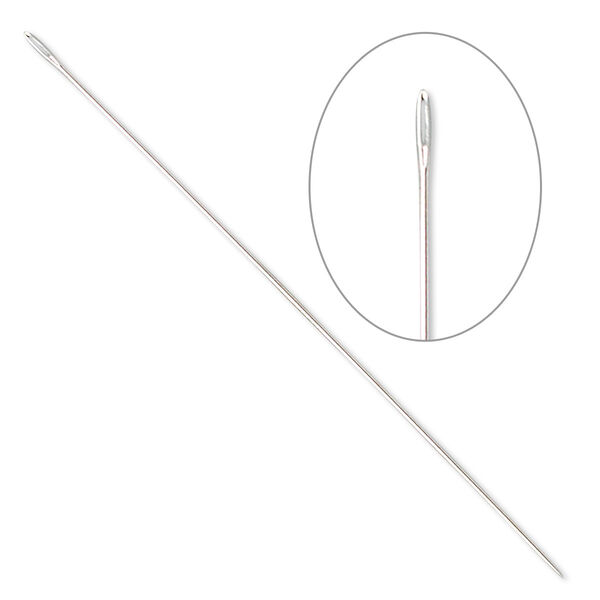 Needle, steel, #10 economy with 0.6mm eye width, 2-1/4 inches. Sold per pkg of 25. image number 0