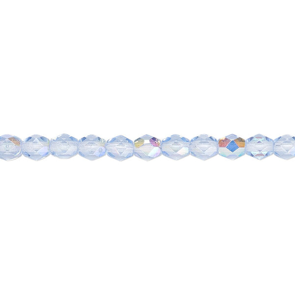 Bead, Czech fire-polished glass, blue AB, 4mm faceted round. Sold per 15-1/2" to 16" strand. image number 0
