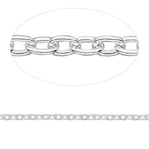 Chain 1pkg1 sterling silver cable, 1.6mm long, Gossamer™ 5 foot unfinished
