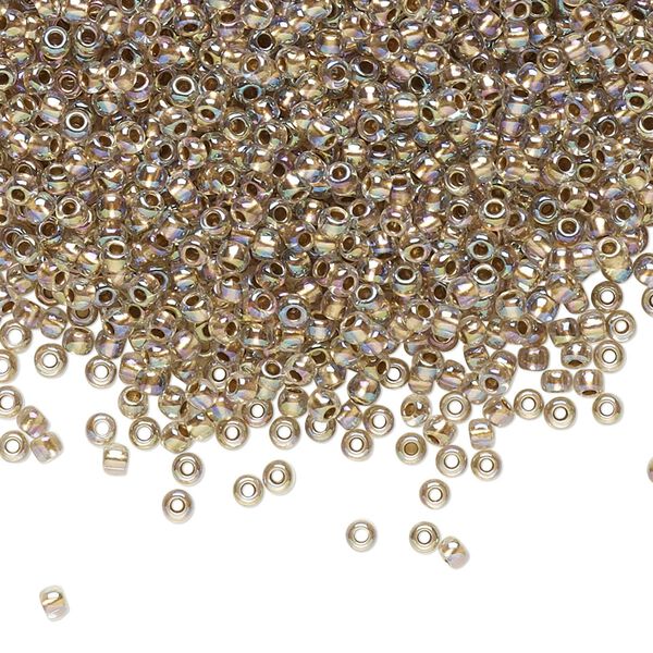 Seed bead, TOHO BEADS®, glass, pkg/7.5g, #11 round, translucent gold-lined rainbow crystal clear (TR-11-994). image number 0