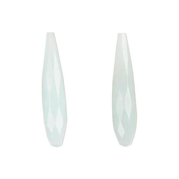 Amazonite 1pkg2, hand-cut half-drilled faceted teardrop bead natural B grade, 28x6mm image number 0