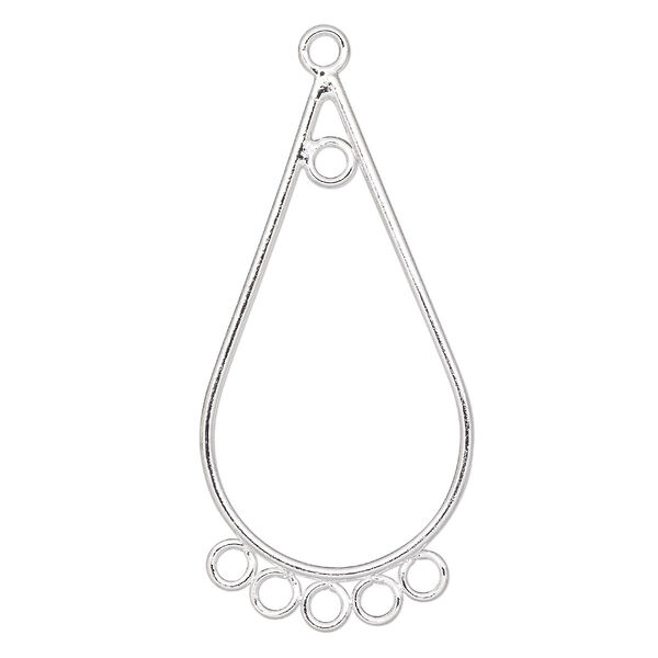 Focal, silver-plated steel, 35x16mm teardrop with 6 loops. Sold per pkg of 10. image number 0