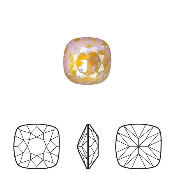 Fancy stone 1pk crystal ochre DeLite, Crystal Passions® 12mm cushion 4470 image number 0