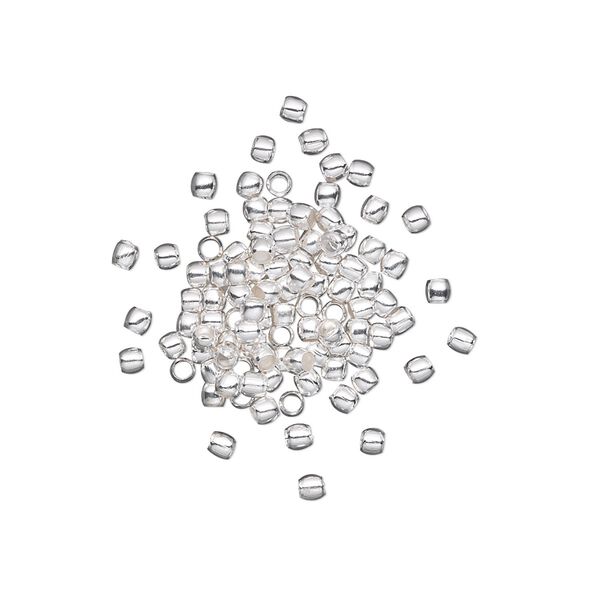 Bead, silver-plated brass, 2x1.5mm micro round. Sold per pkg of 500. image number 0