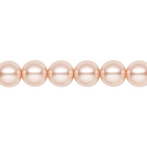 Pearl 100pk peach, Preciosa Czech crystal 8mm round