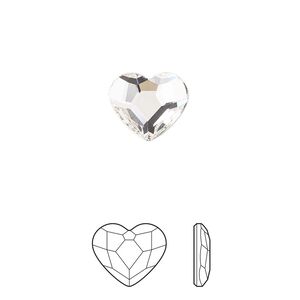 Flat back 2pk crystal foil back, Preciosa MAXIMA Czech crystal rhinestone 10mm heart