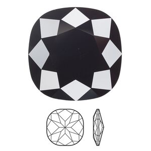 Fancy stone 1pk jet, Crystal Passions® 27mm cushion 4487