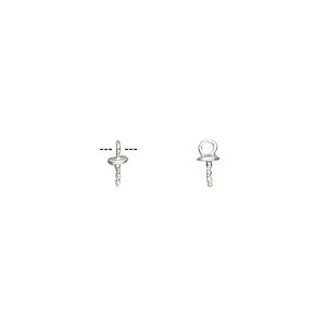 Cup, JBB Findings, fine silver, 2.5mm cup with 3.5mm peg, fits 3-6mm bead. Sold per pkg of 5.
